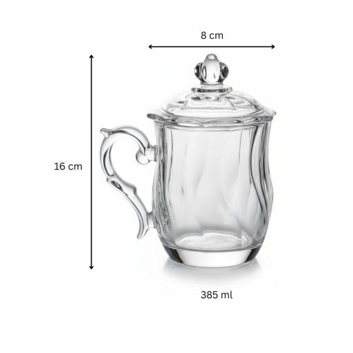 Glarko™ Kapaklı Cam Bitki Çayı Kupası 385 ml.