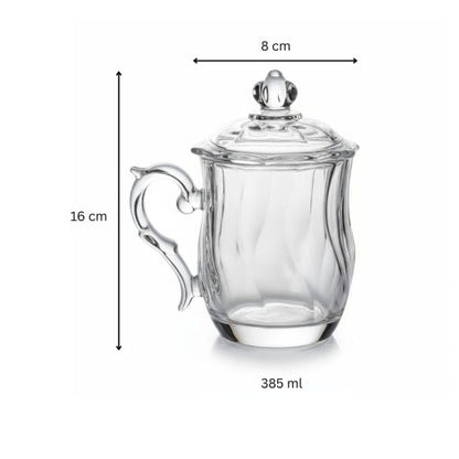 Glarko™ Kapaklı Cam Bitki Çayı Kupası 385 ml.